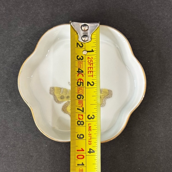 Fitz and Floyd 3-3/4" Butterfly Papillon Scalloped Dish Gold Trim Trinket Dish - Picture 6 of 7